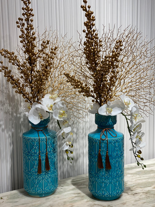 Turquoise orchid vase